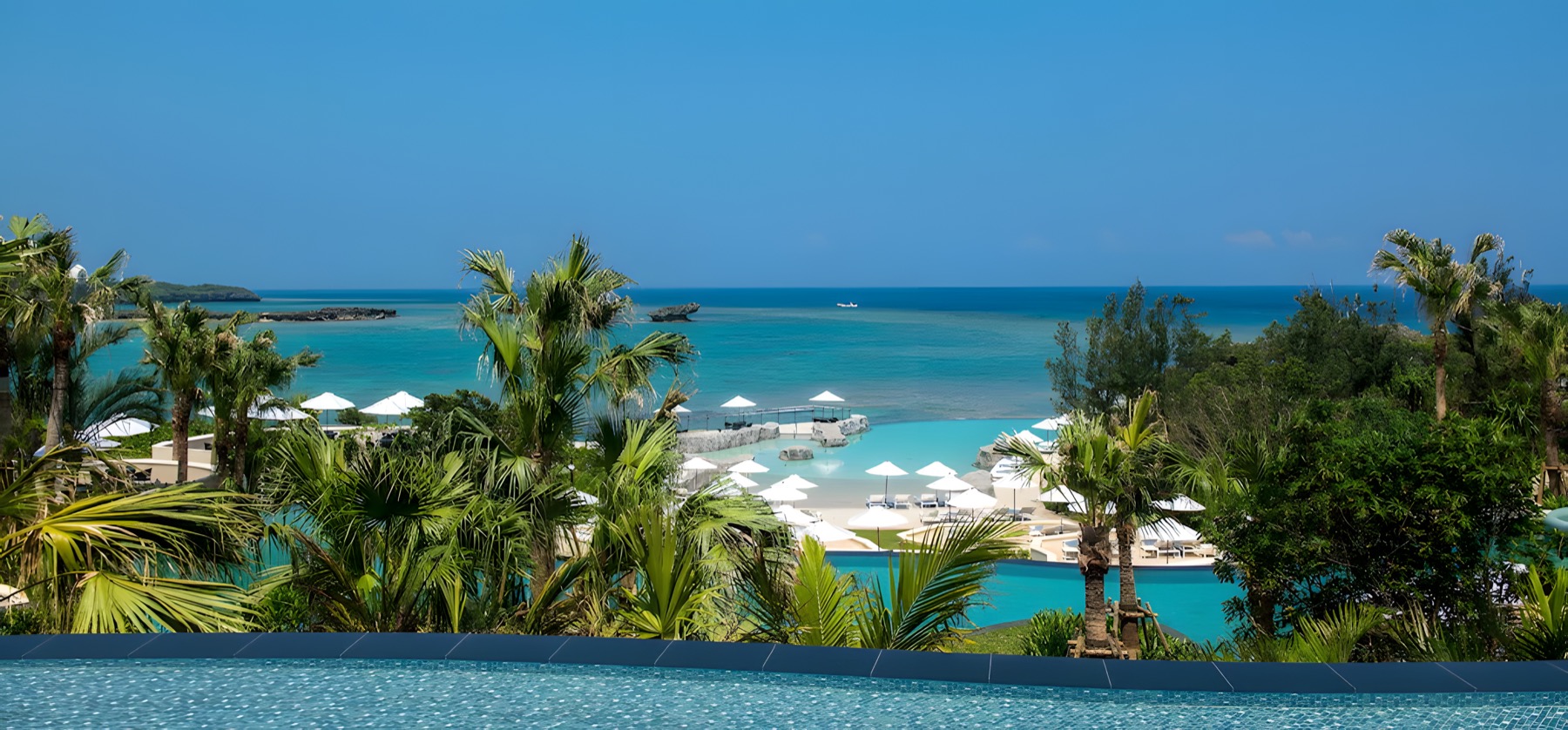 Beautiful oceanview of Hyatt Regency Seragaki Island Okinawa, home of Nirai Seaside Clinic
